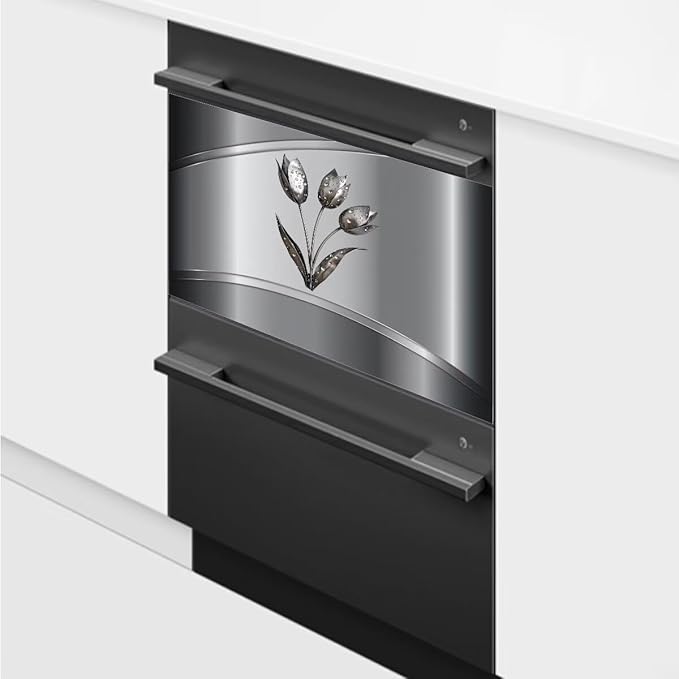 Gray Metallic Flower Pattern Magnet Dishwasher Cover Stainless Steel Magnetic Cover, Kitchen Dishwasher Door Magnet Cover Panel Refrigerator Decortive Sticker (23" x 17" Magnetic)