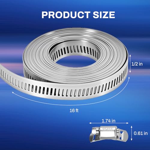 16 FT DIY Hose Clamps Assortment Kit,304 Stainless Steel - Image 3