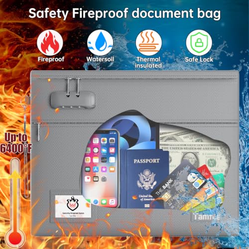 Tamfile Fireproof Document Bag with Lock,15x12 inch Heat - Image 3