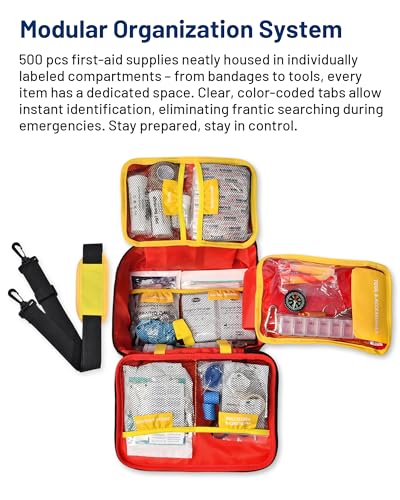 KAUGIC 500PCS First Aid Kit for Travel, Camping, Home - Image 6