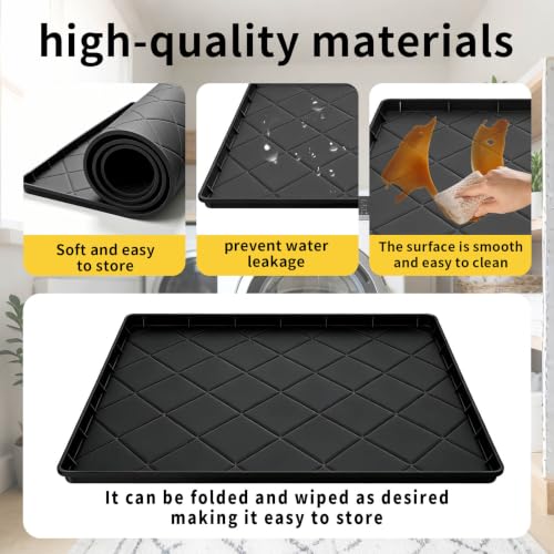32" x 30" Foldable Washing Machine Drain Pan Silicone Mat,Black - Image 7