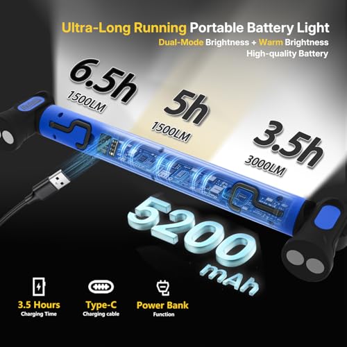 Magnetic Cordless Under Hood Work Light Bar for Mechanics-Blue - Image 4