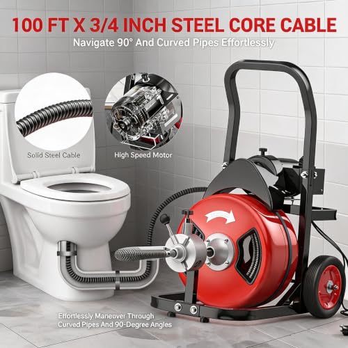MAXSA Drain Cleaner Machine, 100 ft x 3/4 Inch Auto Feed Sewer - Image 5