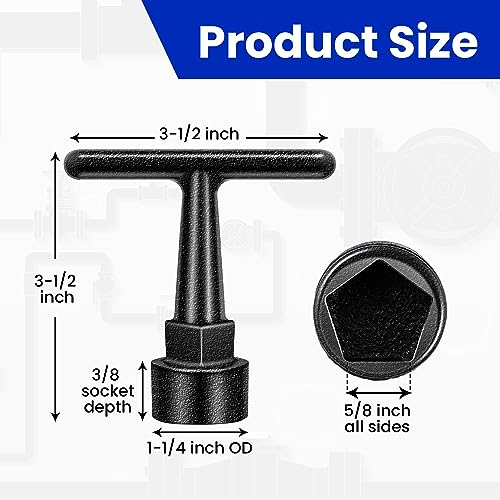 Enhon Curb Box Wrench, Water Meter Key, Penta Socket,1 Pack,Black - Image 3