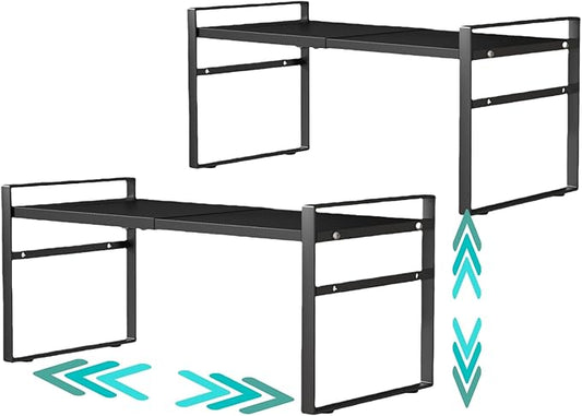 Expandable Cabinet Shelf Organizer Riser for Kitchen Pantry Cupboard Under Sink Countertop,kitchen cabinet shelf 8.3’’D * 12.2-23.6’’W * 10.4’’H