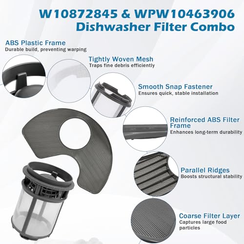 BigHead W10872845 Dishwasher Pump Filter Cup & WPW10463906 Screen - Image 4
