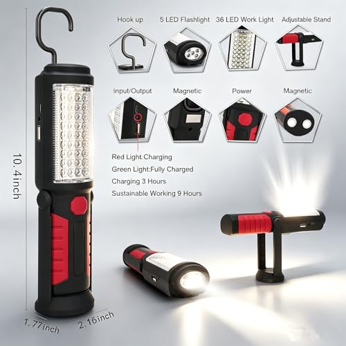Rechargeable Work Light Portable LED Multi-use Magnetic | Home Repair - Image 3
