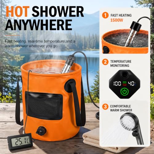 Portable Camping Shower Kit with Privacy Tent Heated Water - Image 4