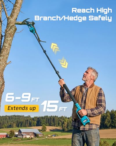 SEESII 6-in-1 Cordless Pole Saw & Hedge Trimmer Combo - Image 4