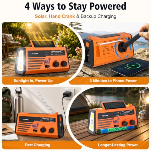 Peakeep NOAA Emergency Weather Radio Alert with Crank Solar - Image 4