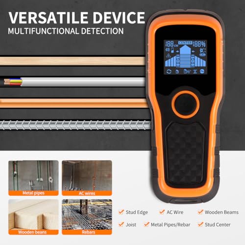 Wall Scanner 6 in 1 Stud Finder HD LCD for Wood Metal AC Wire - Image 4