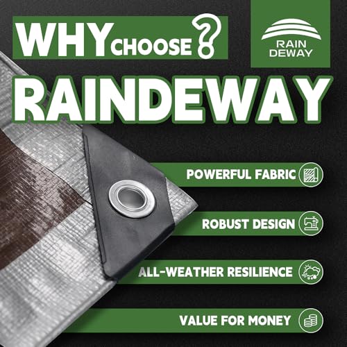 RAINDEWAY Tarps Heavy Duty Waterproof 10x12 Feet,10Mil - Image 3