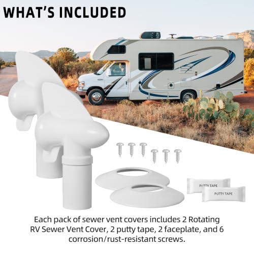 TonGass (2-Pack, White RV Rotating Sewer Plumbing Vent Cover - Image 7