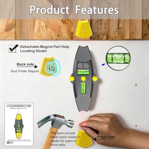 3-in-1 Magnetic Stud Finder with Laser, Wall Scanner | Home Repair - Image 4