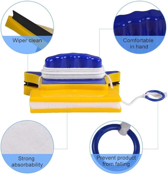 GOTOTOP Magnetic Window Cleaner Tools Double Side Magnetic Glass Cleaner Wiper with 2 Cleaning Cotton for Window
