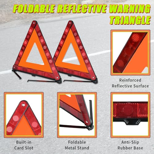 5 Pack Warning Triangles Safety Triangle Emergency Kit with Case - Image 4