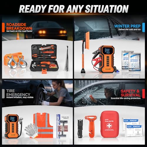 Jump Starter with Air Compressor Car Emergency Kit for Women, Men - Image 3