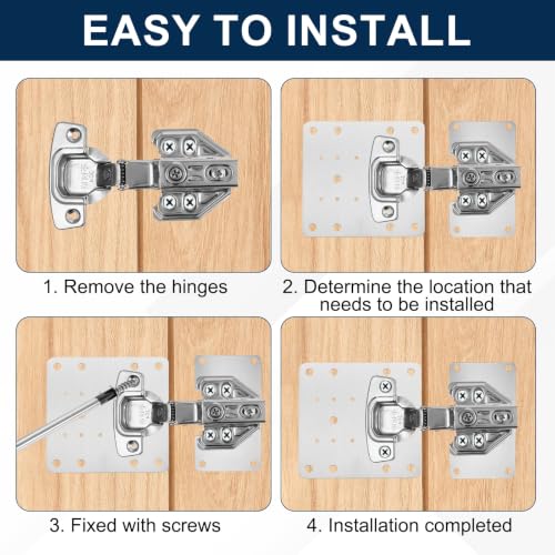uxcell 12Pcs Cabinet Hinge Repair Plate Kit 90x50mm C-Type - Image 7