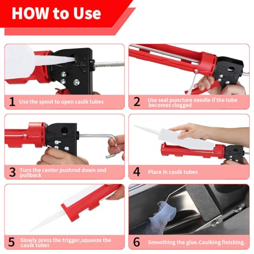 Caulk Gun Kit, Caulking Gun No Drip with 3 Silicone | Home Repair - Image 7