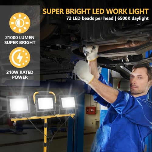 21000-Lumen LED Work Light with Stand for Job Site Garage - Image 4