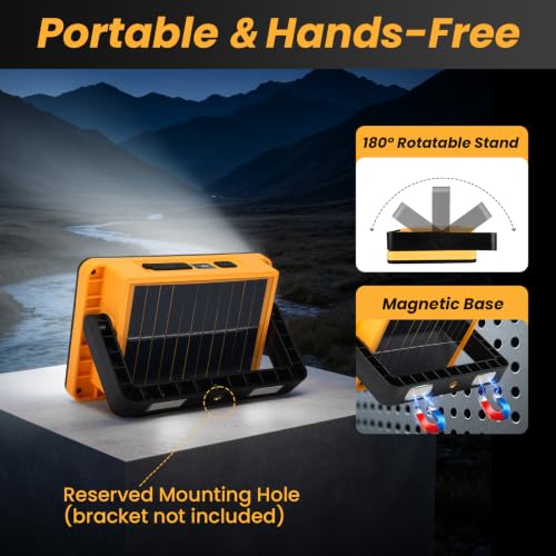 2Pack Solar Rechargeable LED Work Light with Magnetic Stand - Image 6