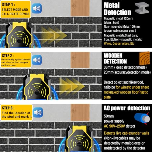 ZC-D201 6-in-1 Stud Finder, Wall Scanner Detects Wood | Home Repair - Image 5