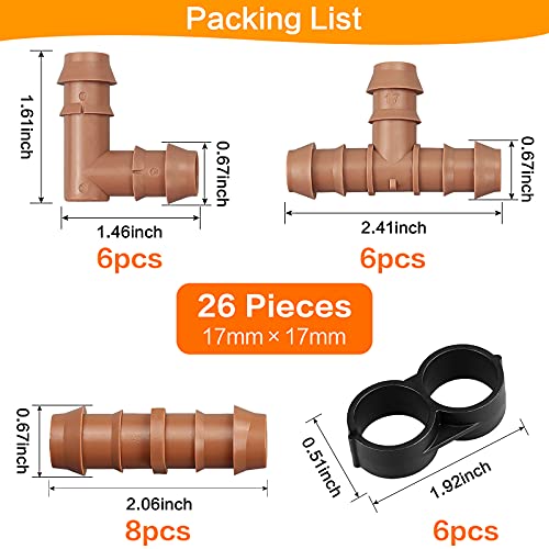 Irrigation Fittings Kit for 1/2"(.600" ID) Tubing,20 Pieces Set-8 - Image 4
