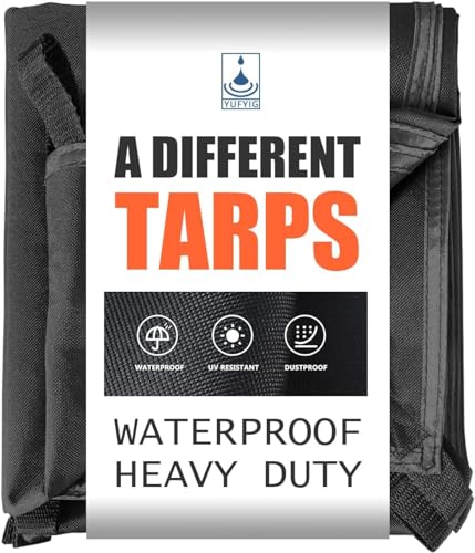5x7ft Black Tarp Heavy Duty Waterproof, Oxford Fabric Cover 20mil - Image 2