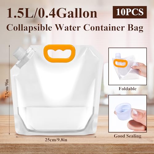 10 Pieces Collapsible Water Containers, 1/2 Gallon Clear - Image 3