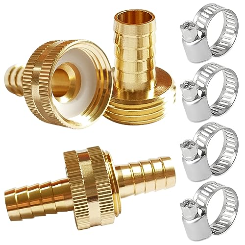 Brass 1/4" Barb to 3/4" GHT Garden Hose End Connector Kit, 4PCS - Image 2