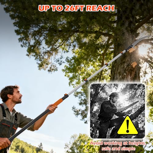 26FT Manual Pole Saw for Tree Trimming, 5-20FT Telescoping - Image 6