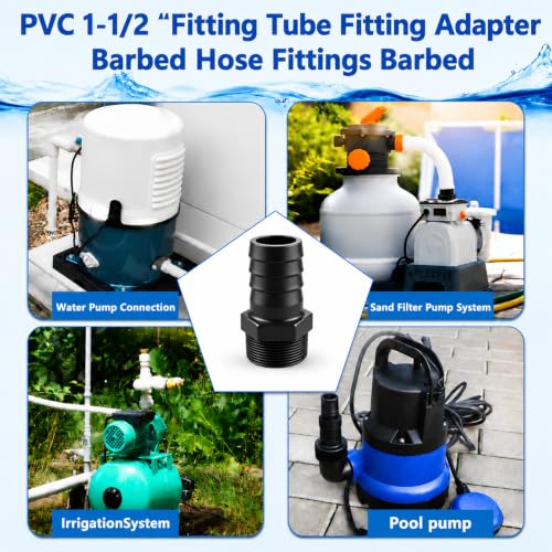 1-1/2" Hose Barb to 1-1/2" Male NPT, PVC Pool Hose Adapter，Barbed - Image 6