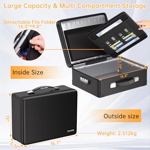 DocSafe 6400°F Fireproof Document Box with Lock, 10 Layers Heat - Image 4