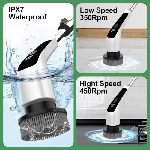 Electric Spin Scrubber, Bathroom Scrubber LED Digital Display - Image 6