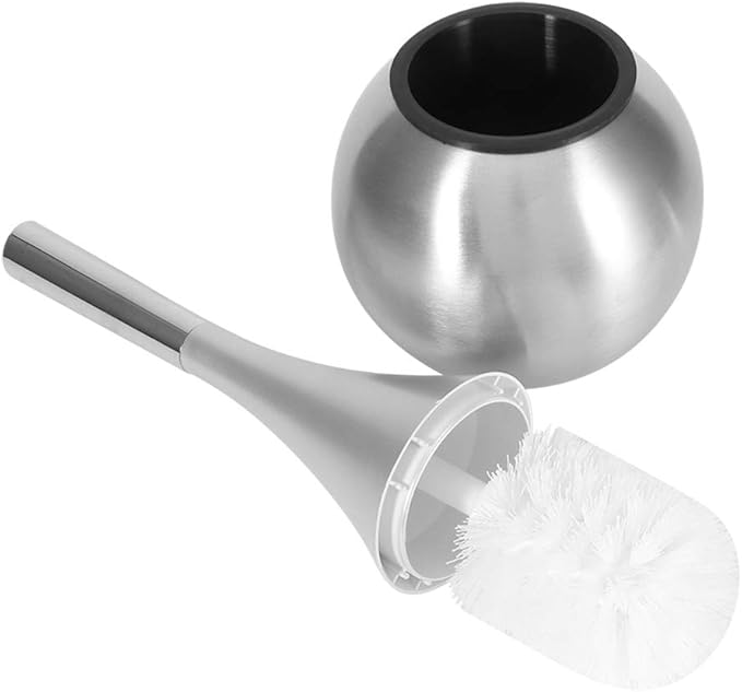 Toilet Brush and Holder Set, Stainless Steel Bathroom Bowl Brush Kit for and Scrubbing Bathroom Floors (Silver)