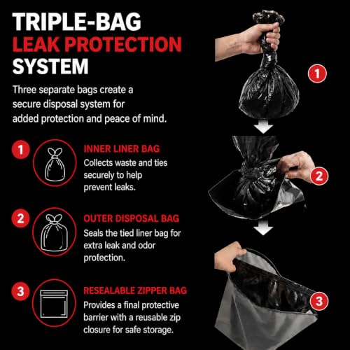 Toilet Waste Bags Kit with Triple-Protection, Leak-Proof & - Image 4