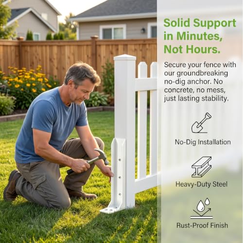 2 Pack Fence Post Repair Kit,Heavy Duty Fence Post Anchor - Image 5