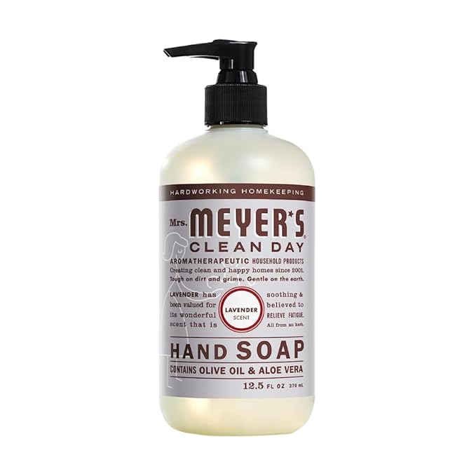 Mrs. MEYER'S Clean Day Lavender Scent Variety, 1 Room Freshener 8 OZ, 1 Liquid Dish Soap 16 OZ, 1 Liquid Hand Soap 12.5 OZ, 1 Multi-surface Cleaner 16 OZ, Lavender, 1 CT