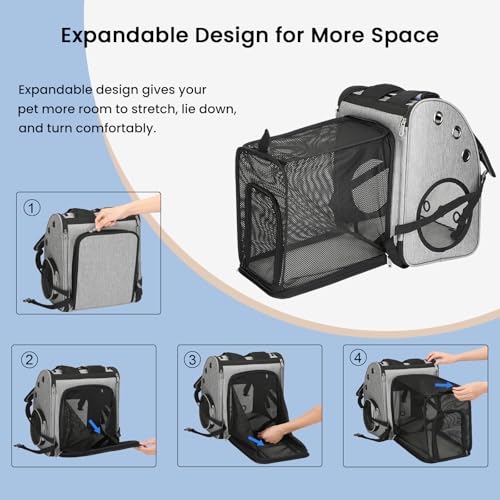 Expandable Cat Carrier Backpack, Large Space,Airline Approved, XL - Image 6