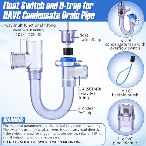 1 Pack 3/4" Condensate Trap with Built in Overflow Switch, Clear - Image 7