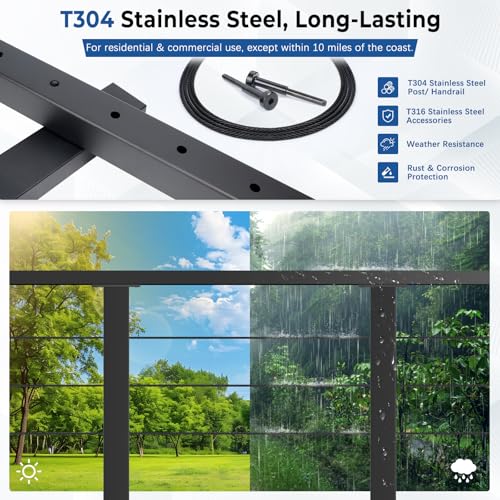 4ft-8ft Modular 42in Cable Railing System for Deck with Handrail - Image 7