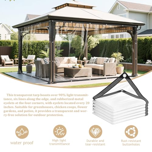 Clear Tarp with Grommets 3x6ft, 14 Mil PVC Heavy Duty Waterproof - Image 6