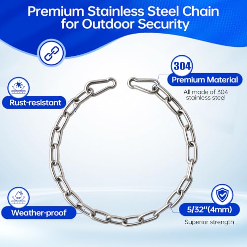 2 Pack Stainless Steel Gate Chain Lock, 5/32" x 28" Latch - Image 3