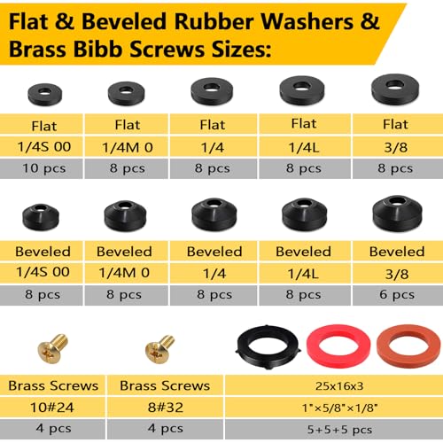 258 Pcs Hose Bib Repair Kit, Assorted Faucet and Plumbing Washers - Image 3