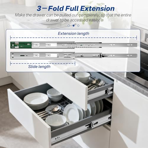 6 Pairs 20 Inch Soft Close Drawer Slides Ball Bearing - Image 4