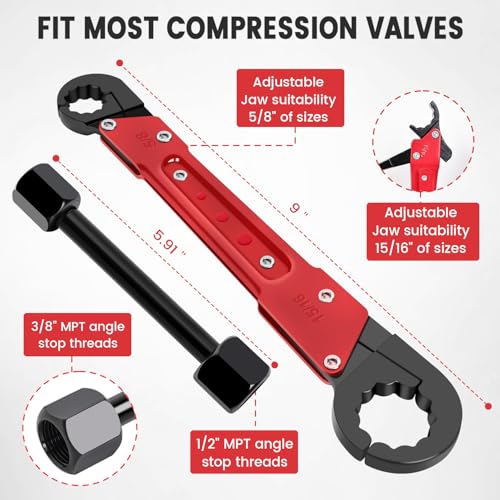 Plumbing Tools with Angle Stop Wrench & Compression Sleeve Puller - Image 4