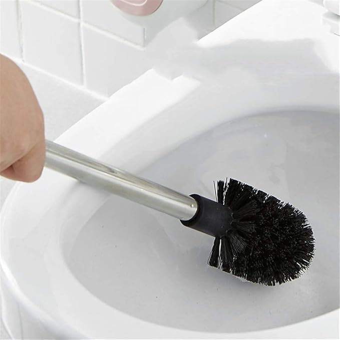 Soft Wall-Mounted Toilet Brush Minimalist Toilet Brush and Holder Toilet Brush Set with Stainless Steel Handle Toilet Brush Reusable