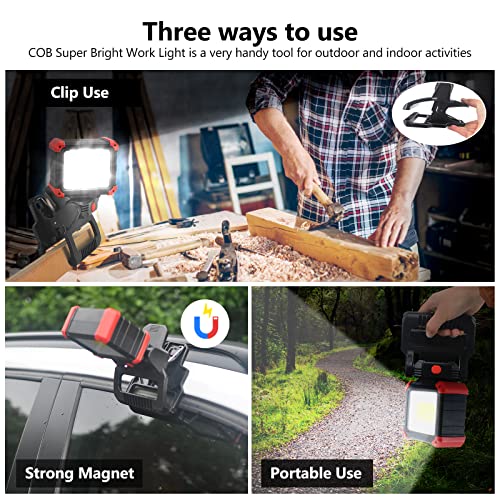 LED Rechargeable Work Light with Clamp, 2Pack 2100LM COB | Hand Tools - Image 4