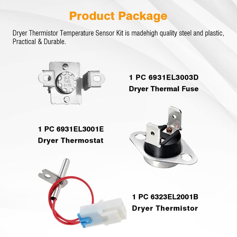 Dryer Thermistor Temperature Sensor Kit 6323EL2001B - Image 3