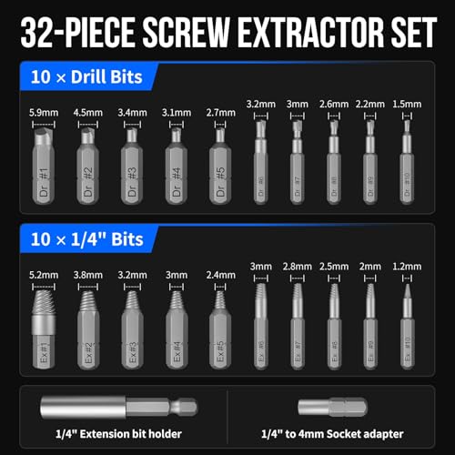 STREBITO 32PCS Damaged Screw Extractor Set, Stripped Screw - Image 5